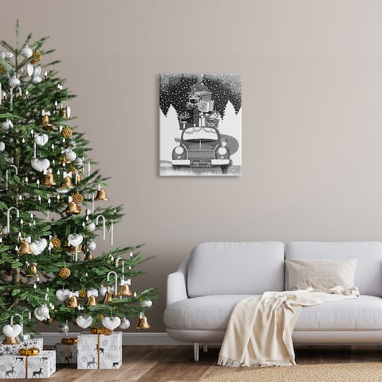 Stupell Industries Happy Holidays Gifts Car Canvas Wall Art